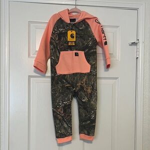 Carhartt Long Sleeve Fleece Hooded Camo Coveralls- 18 Months